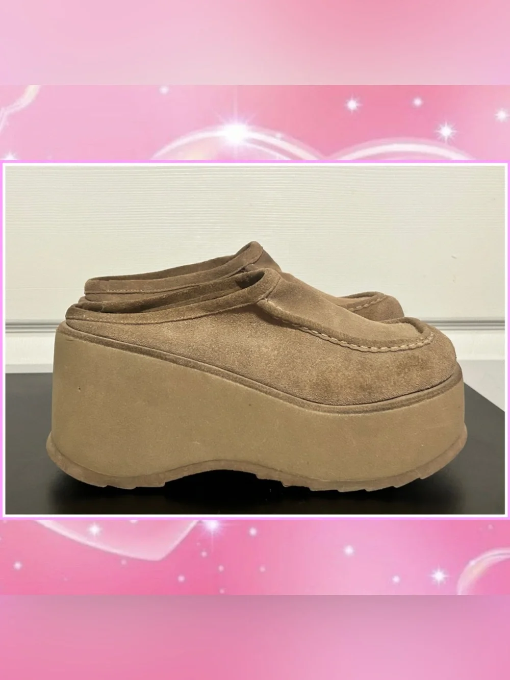 Vintage 90s Chunky Platform Suede Clogs - Picture 3 of 4